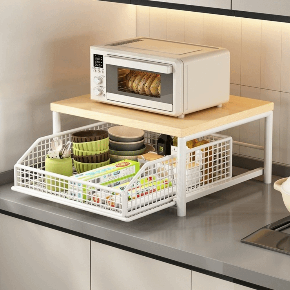 Kitchen Appliances Countertop - Multifunktionaler Mikrowellenständer mit Schubladen, platzsparender Arbeitsplatten-Aufbewahrung,