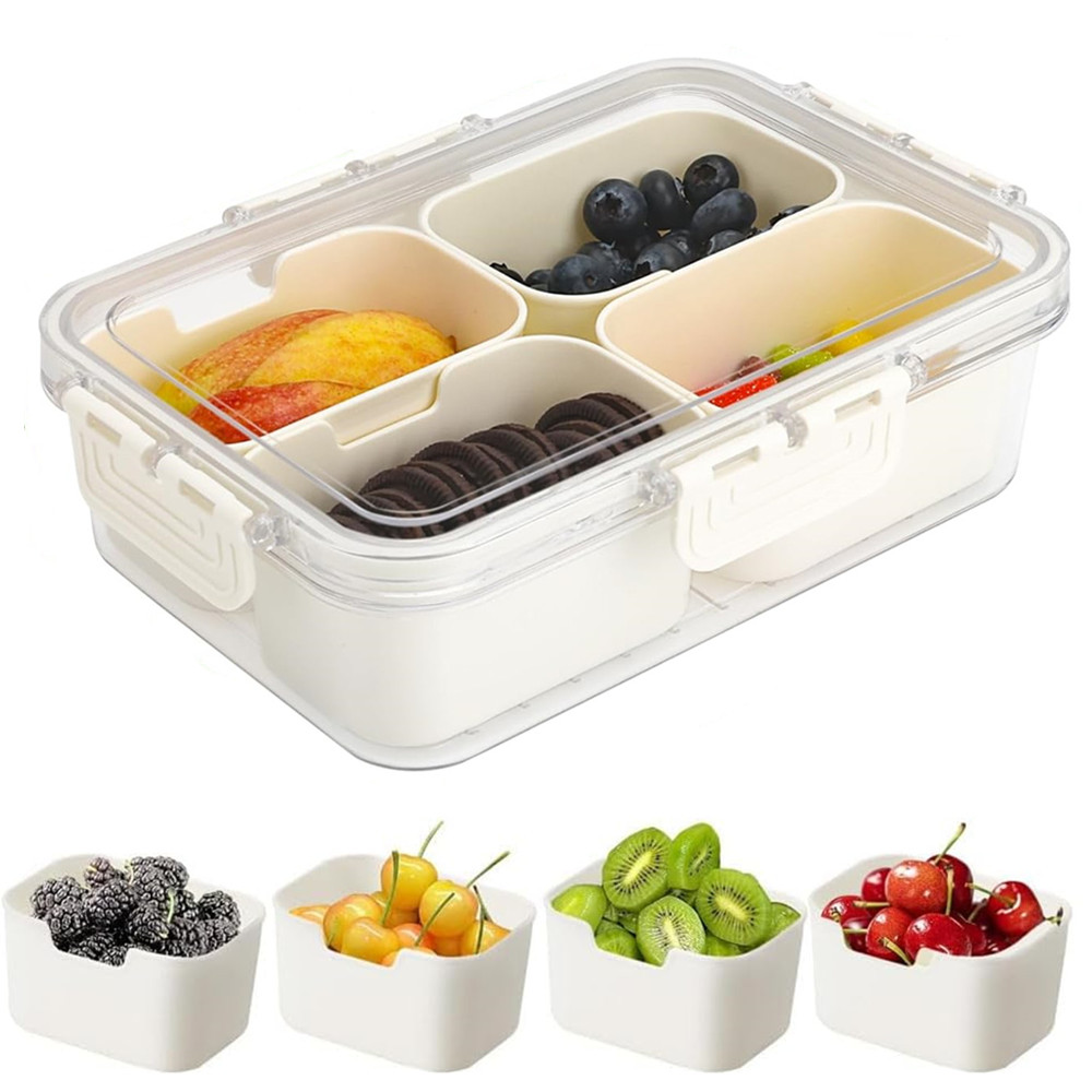Kitchen Appliances Organizer - Tragbare Lebensmittel-Aufbewahrungsbox, Snackbox, 4 Fächer mit
